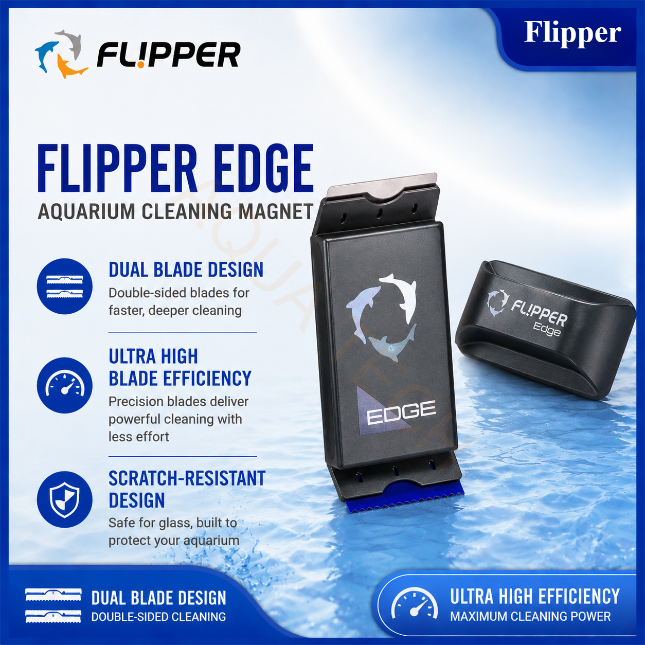 Marine Aquarium Glass Cleaner - Flipper Edge Standard Max 2 in
