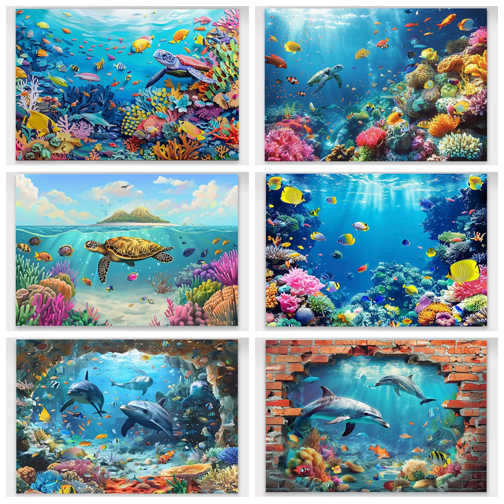 Aquarium Marine World - Underwater World Marine Animal Backdrops for