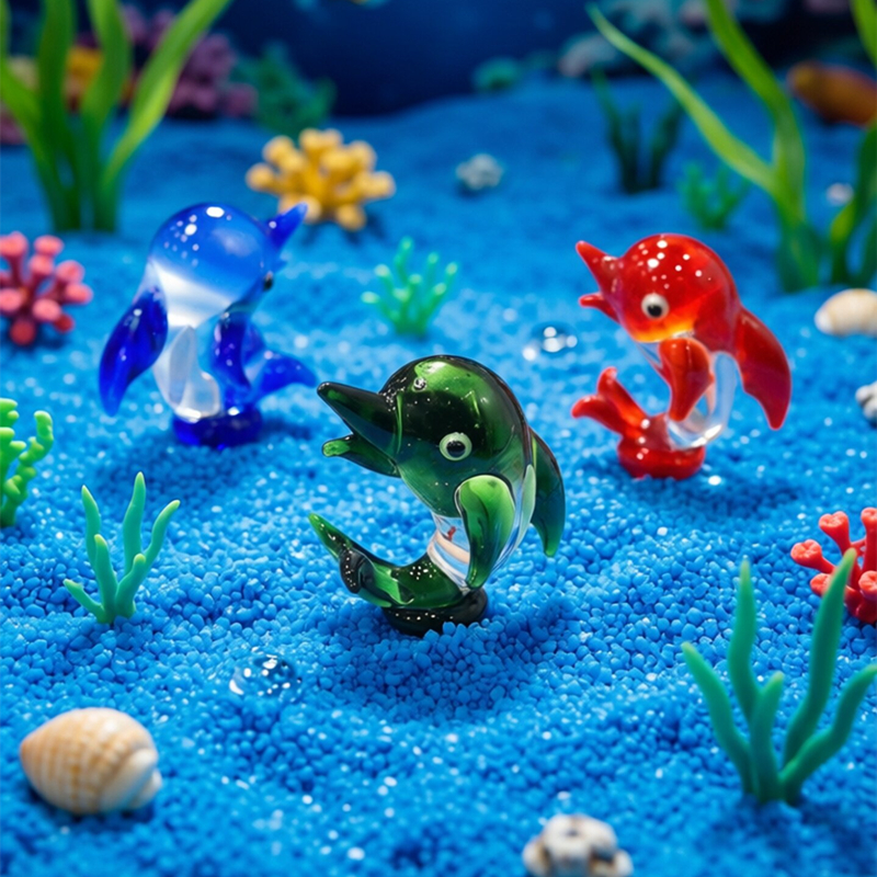 Handmade Mini Glass Dolphin Fi – Marine Aquarium Home recenzja i cena