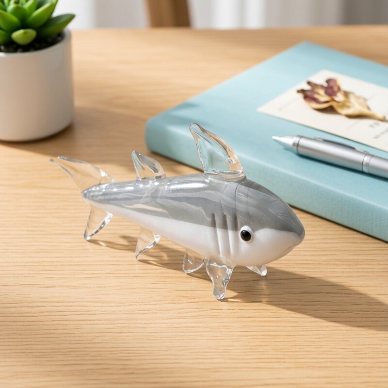 Gray Murano Glass Shark Figuri – Marine Aquarium Home recenzja i cena